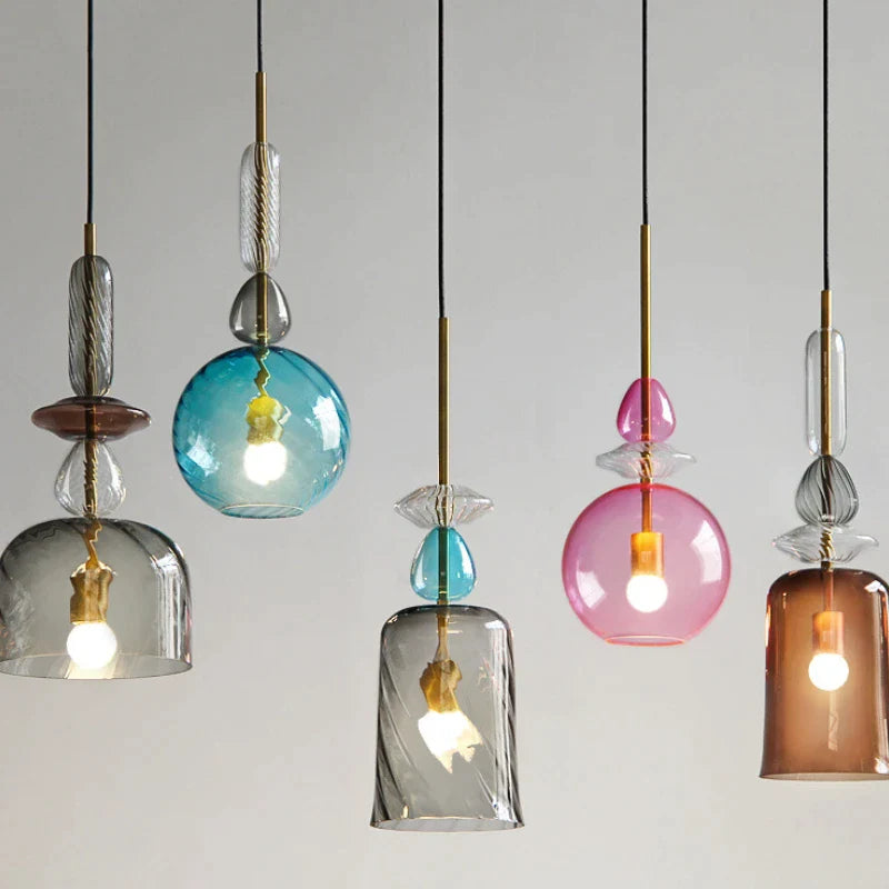 Afralia™ Macaron Candy Glass Pendant Chandelier, Modern Nordic LED Lighting for Home Decor