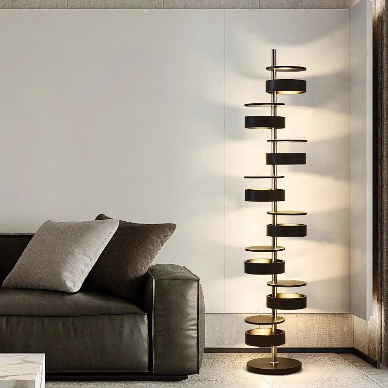 Afralia™ Postmodern Wooden Staircase LED Floor Lamp for Living Room and Cafe Decor