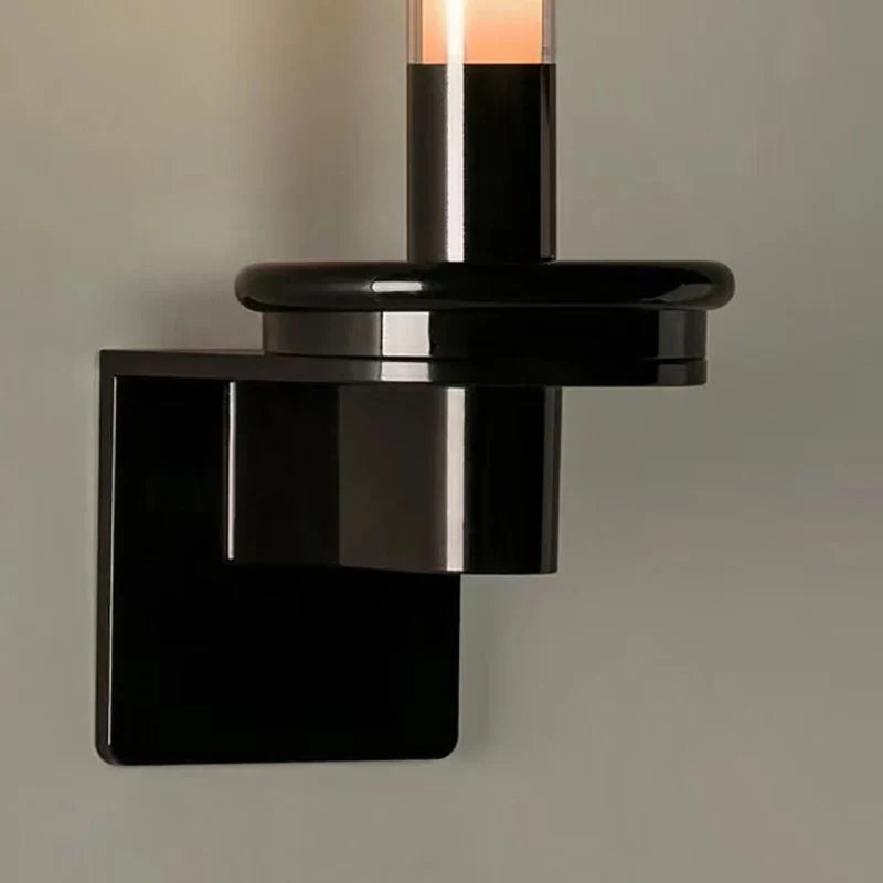 Afralia™ Clear Glass Black Metal Wall Light for Stairs, Aisle, Parlor, Bedroom - 3000K