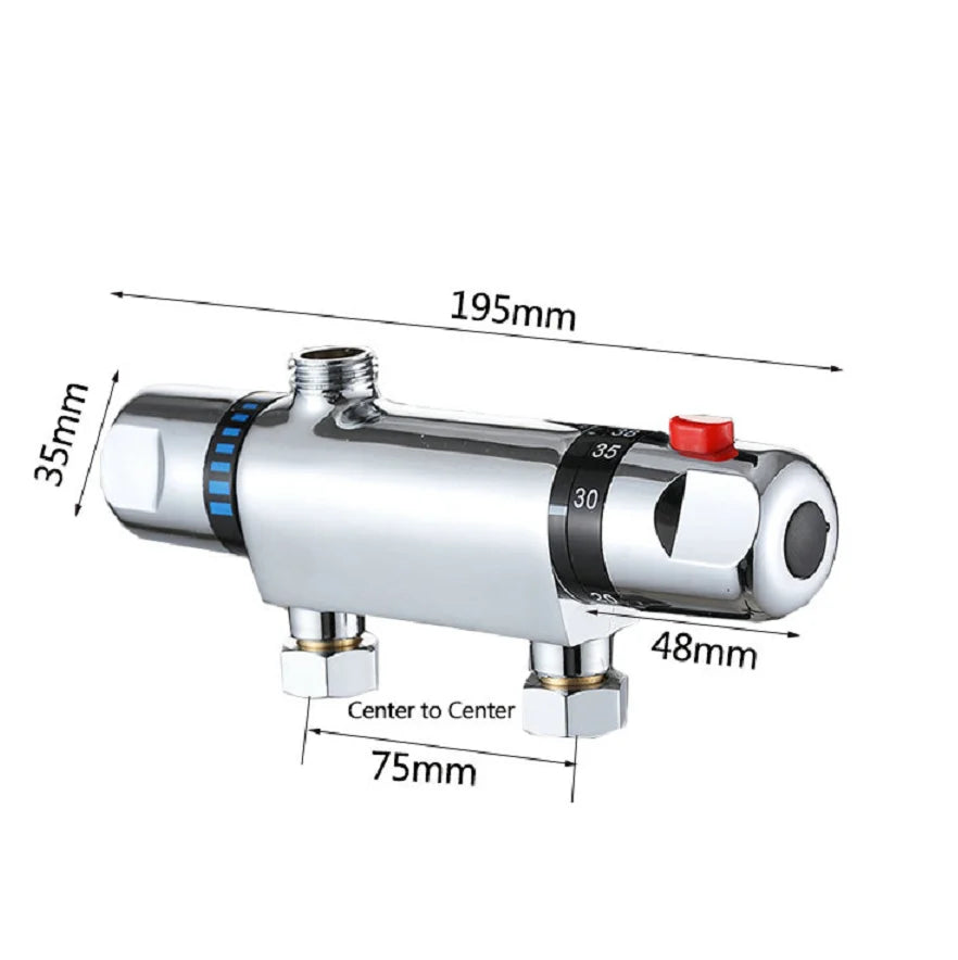 Afralia™ Dual Handle Thermostatic Shower Faucet Mixer Valve, Wall Mounted Chrome