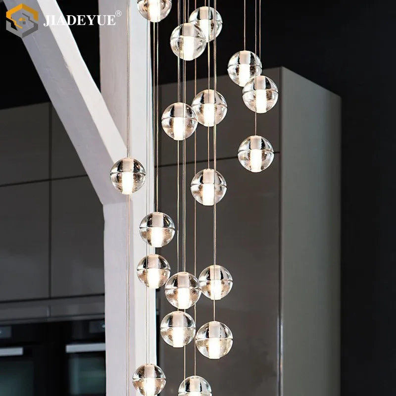 Afralia™ Crystal Ball Chandelier: Stylish Meteor Shower Lighting for Restaurant, Bar, and Home