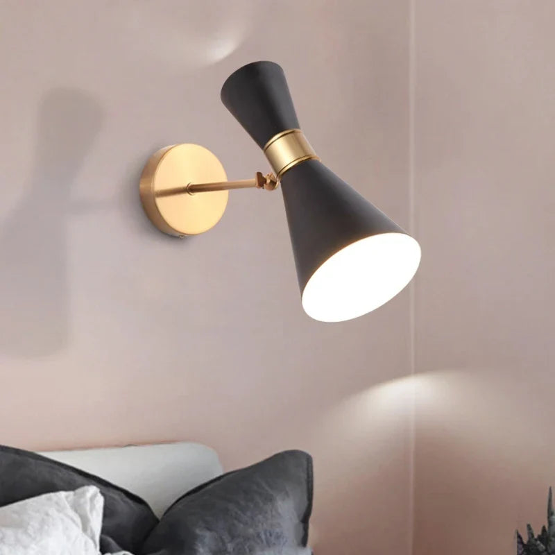 Afralia™ LED Rotatable Wall Lamp Gold Black White Metal Sconce E27 Bulb