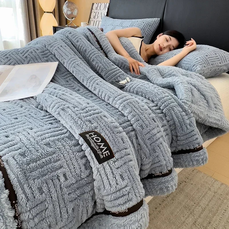 Afralia™ Cozy Fluffy Fleece Blanket for Autumn Winter, Soft Warm Maternal Child Bed Sofa Cover