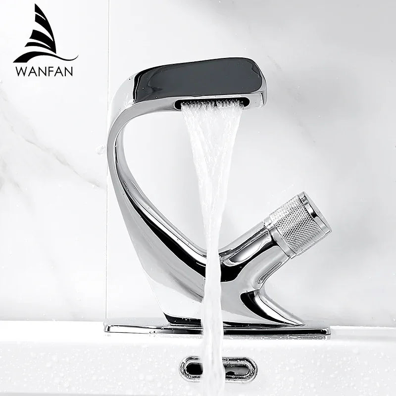Afralia™ Matte Black Bathroom Faucet, Modern Brass Basin Mixer with Single Handle