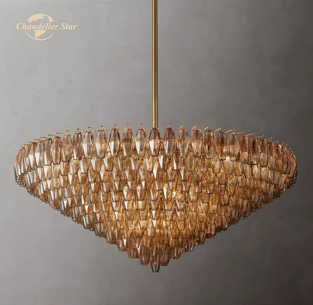 Afralia™ Smoke Glass Tiered Round Chandelier for Living Room, Bedroom, Dining Room