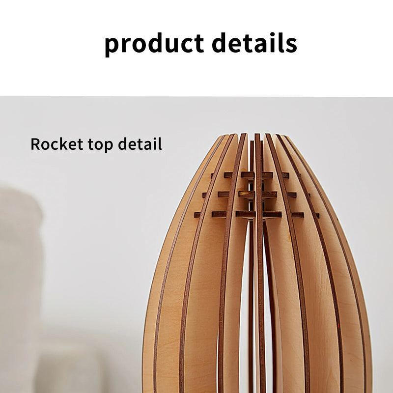 Afralia™ Rocket Lamp: Handmade Wood Carving Space Rocket Night Light for Kids, Desktop Decor