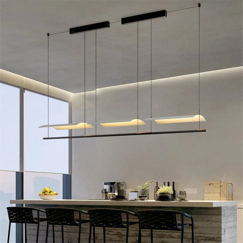 Afralia™ Nordic Iron Art LED Chandelier, Minimalist Designer Office Pendant Lighting, Modern Long Lamps