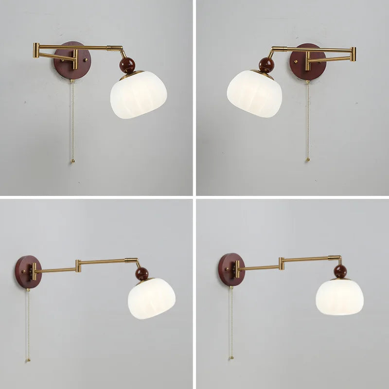 Afralia™ White Pumpkin LED Wall Light Fixture Swing Arm Nordic Modern Wandlamp