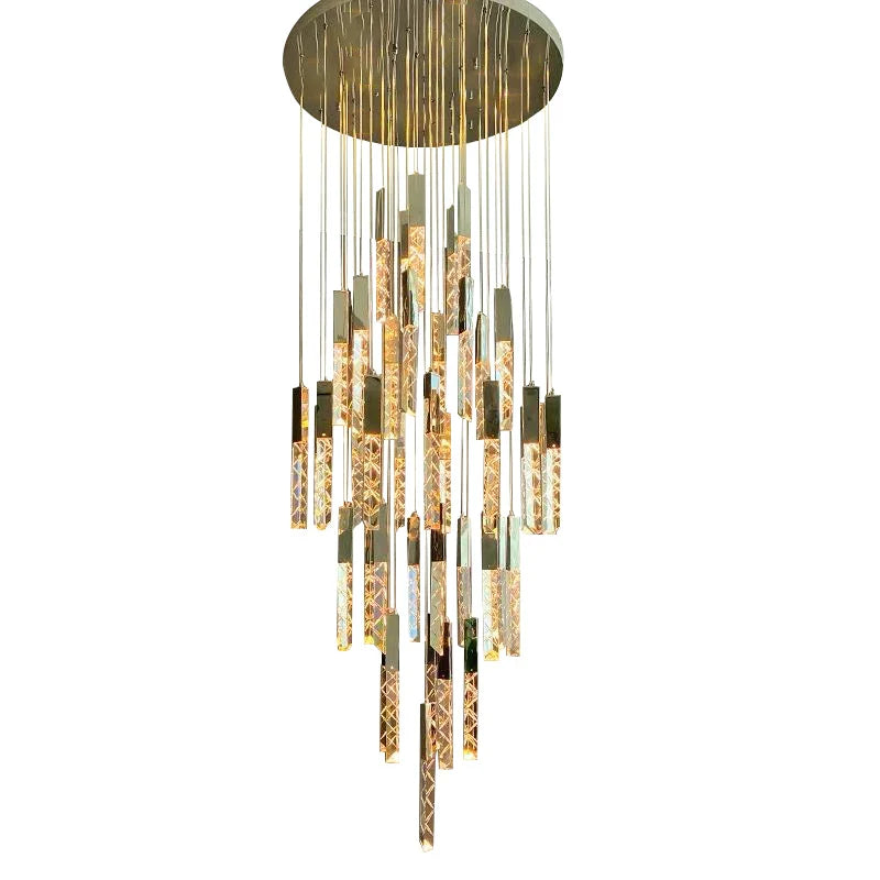 Afralia™ Crystal Pendant Lights for Living Room, Elegant Dimmable Long Lamparas De Techo