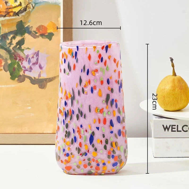 Afralia™ Glass Vase with Colorful Dots for Home Decor & Hydroponic Plants