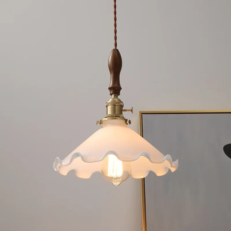 Afralia™ White Glass LED Hanging Light: Copper Nordic Pendant Lamps for Home Decor