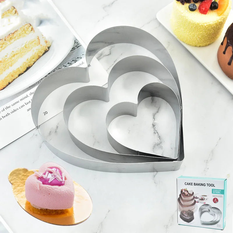 Afralia™ Heart-Shaped Stainless Steel Mousse Mold Set - Baking Tool for Cakes & Desserts