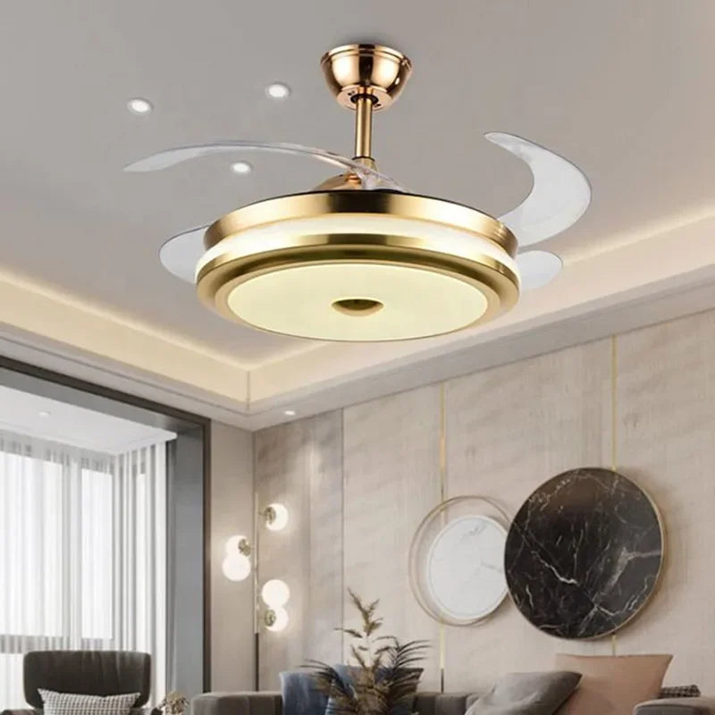 Afralia™ 42" Smart LED Ceiling Fan Light with Retractable Blades and Remote Control