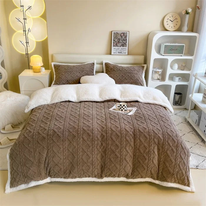 Afralia™ Velvet Fleece Geometric Blanket Cover | Double Sided Jacquard | All Season Blanket
