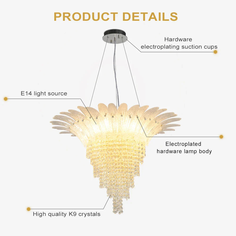Afralia™ Glazed Gold LED Chandelier for Living Room Clubhouse Villa
