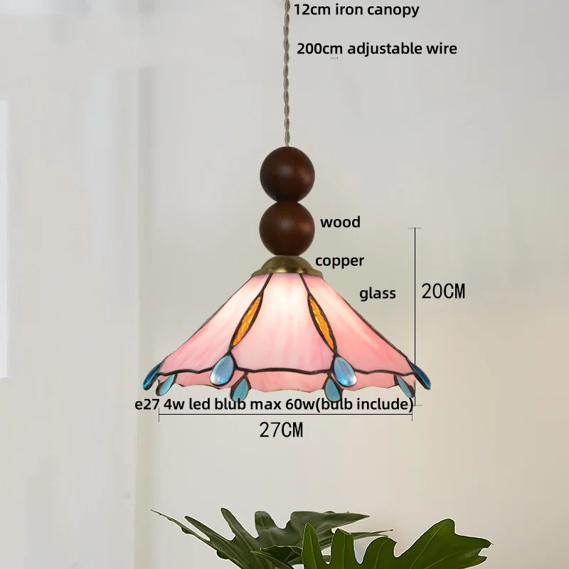 Afralia™ Blue Glass LED Pendant Light: Modern Nordic Tiffany Hanging Lamp for Bedroom & Dining Room