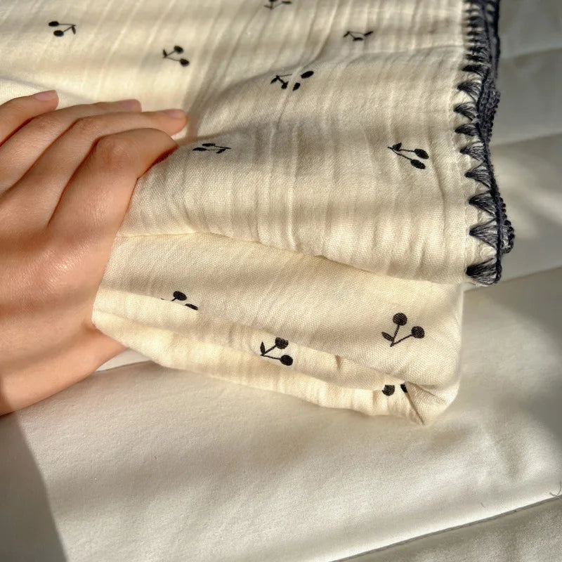 Afralia™ Korean Cotton Cartoon Blanket for Travel & Home - Kids, Adults