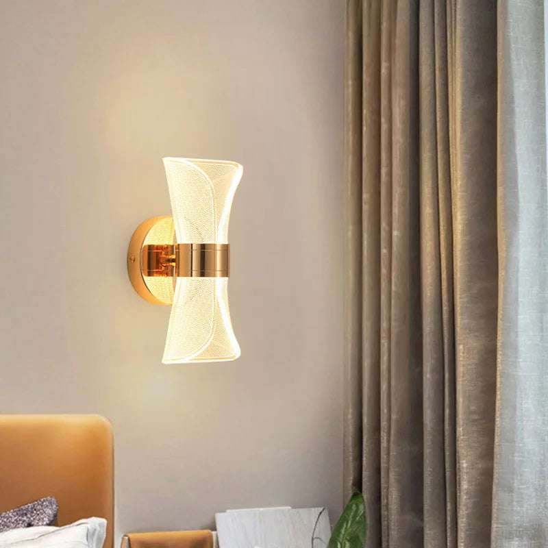 Afralia™ Gold Nordic Acrylic LED Wall Lights for Bedroom Living Room Decoration