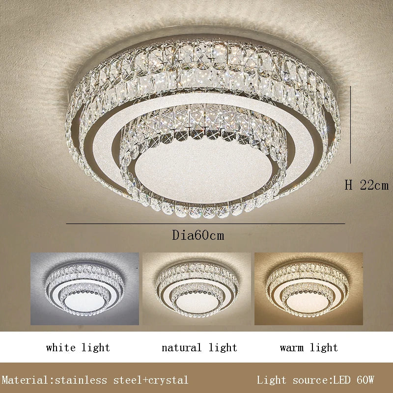 Afralia™ Modern Crystal LED Ceiling Lights for Bright Living Room Decor