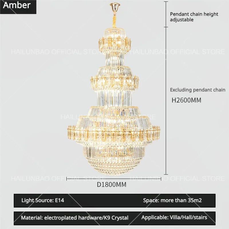 Afralia™ Crystal Chandelier: Villa High Living Room Luxury Lighting