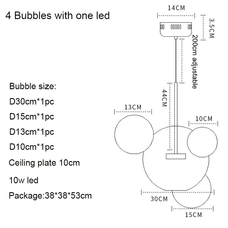 Afralia™ Nordic Mickey LED Glass Ball Pendant Light for Home Decor and Kitchen Lighting