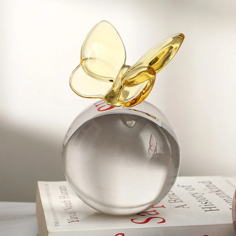 Afralia™ Geometric Butterfly Crystal Ball Home Decor Figurine