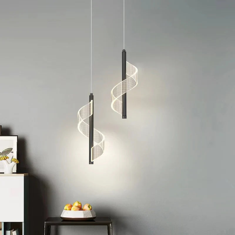 Afralia™ Modern Spiral LED Pendant Light Chandelier for Indoor Bedroom Decor