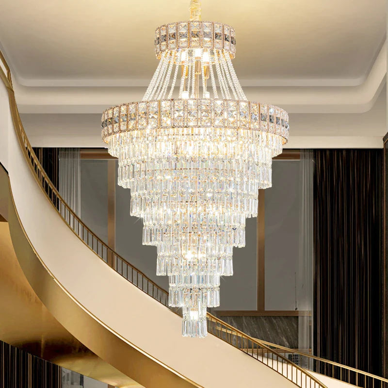 Afralia™ Duplex Villa Crystal Chandelier: Modern Luxury Staircase Lamp for Elegant Living Rooms