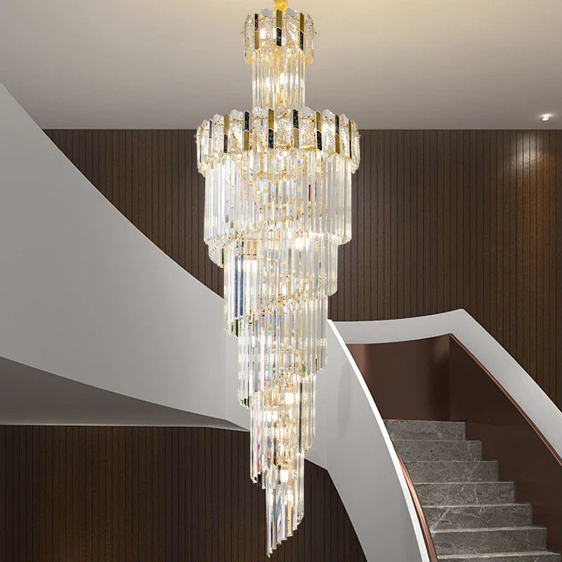 Afralia™ Rotating Crystal Stairwell Chandelier