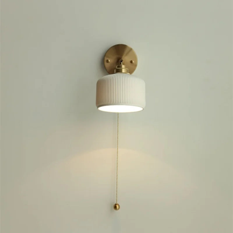 Afralia™ Ceramic LED Wall Sconce Up Down Rotate Pull Chain Mirror Light
