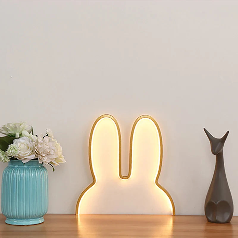 Afralia™ Rabbit LED Night Light - USB Powered Cute Desk Lamp for Children's Bedroom