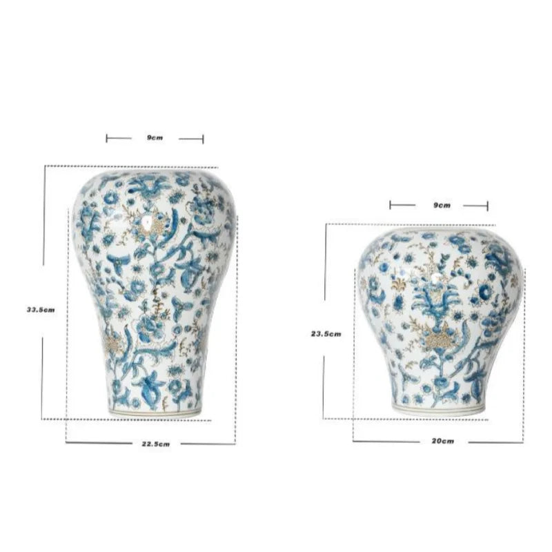 Afralia™ Blue and White Porcelain Ceramic Vase Chinese Retro Style Home Decoration Flowerpot