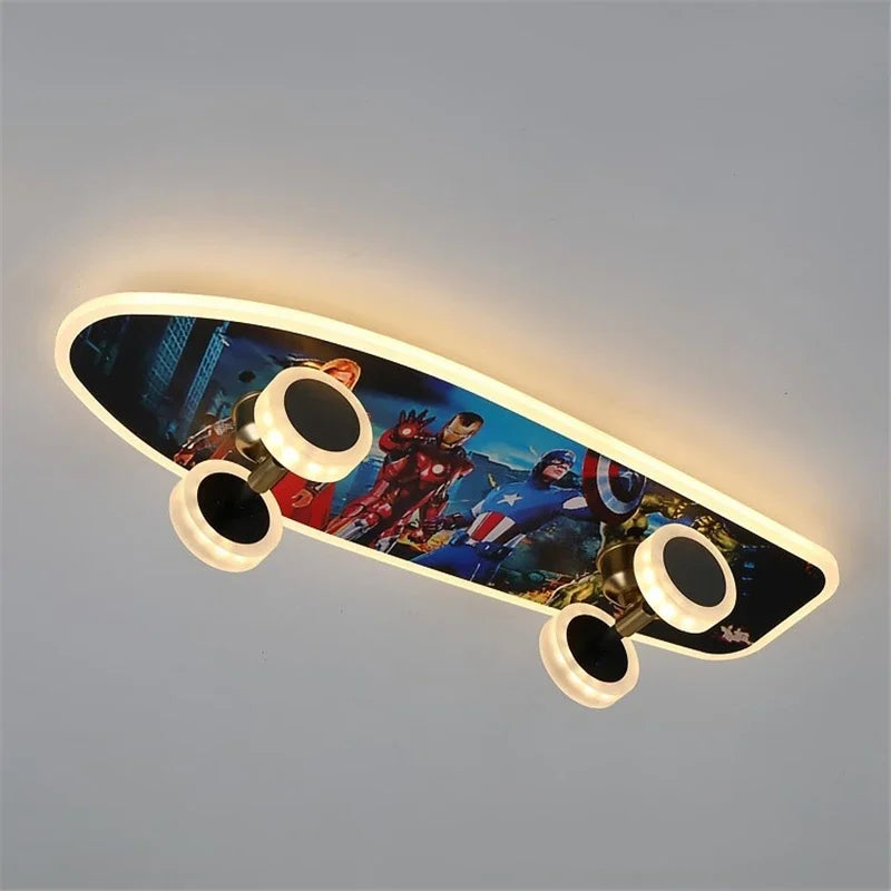 Afralia™ Cartoon Skateboard Ceiling Light for Children's Room