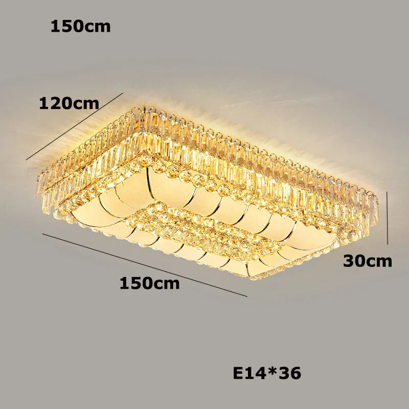 Afralia™ Gold Chrome Crystal LED Ceiling Chandelier for Living Room