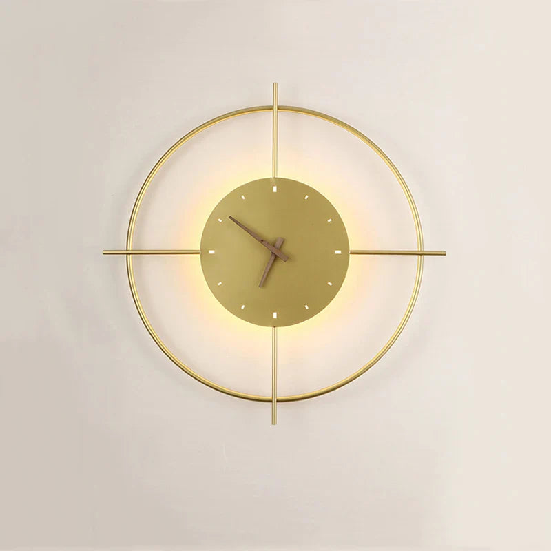 Afralia™ Golden Clock LED Wall Lamp 11W for Home Living Room Bedroom Decor