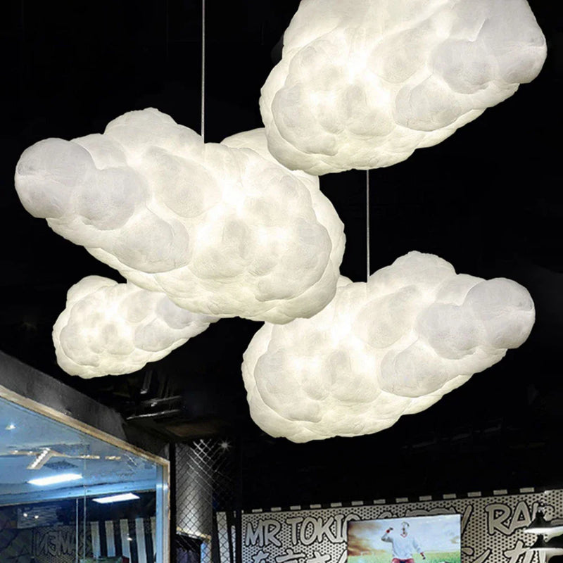 Afralia™ Cloud Chandelier: Silk Cotton LED Suspension Nursery School Hanging Lamp