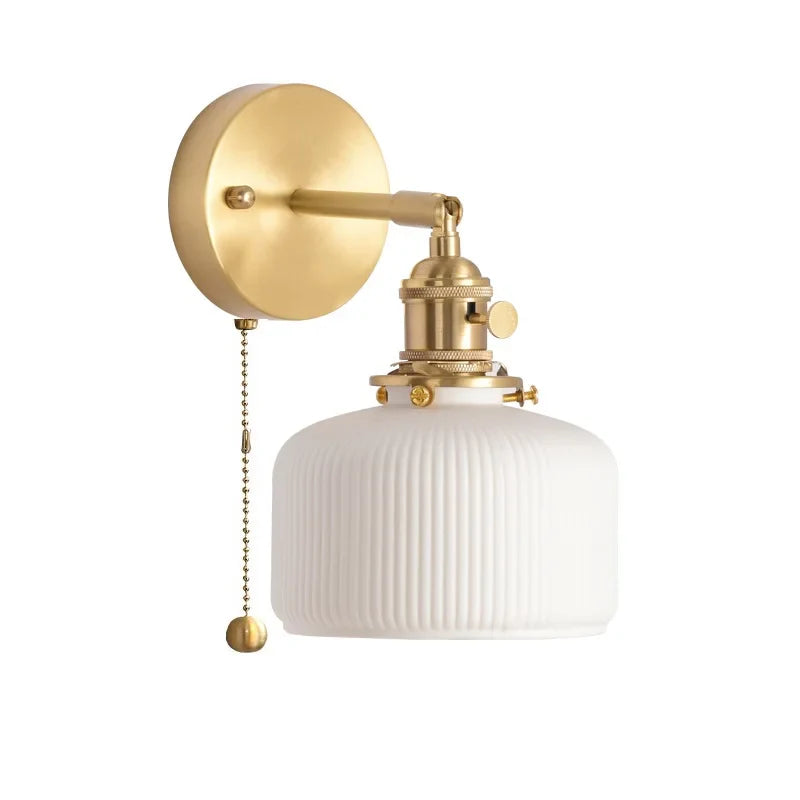 Elk Ceramic LED Wall Sconce, Afralia™ Nordic Copper Pull Chain Mirror Light