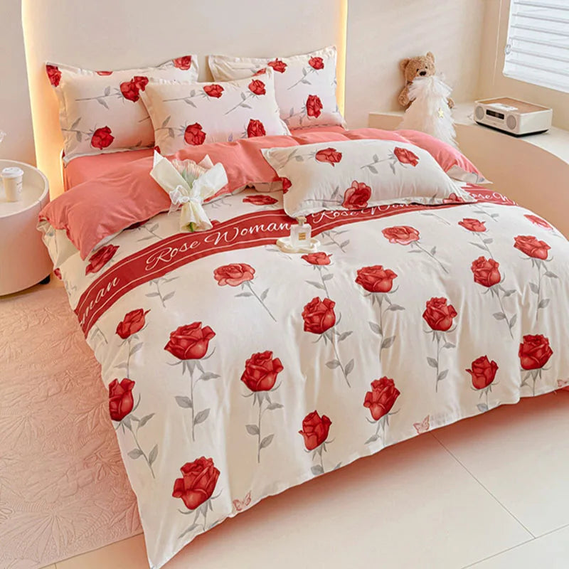 Afralia™ Romantic Flower Soft Bedding Set: Cozy & Breathable Comforter for Spring & Summer