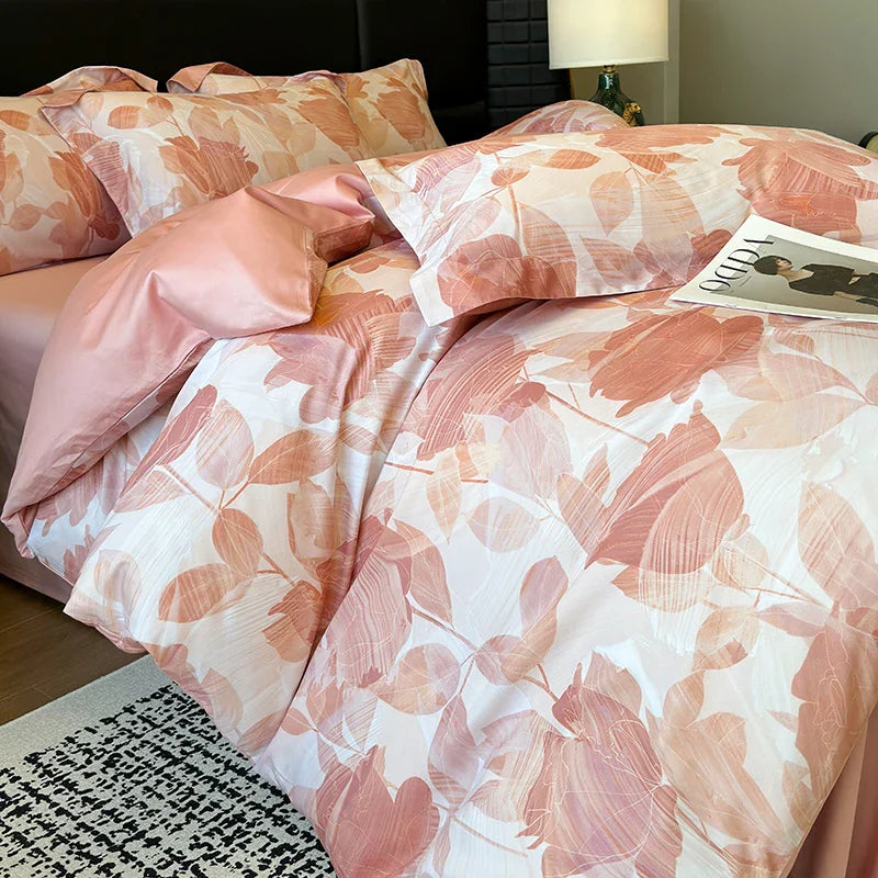 Afralia™ Floral Print 600TC Egyptian Cotton Bedding Set - 4Pcs