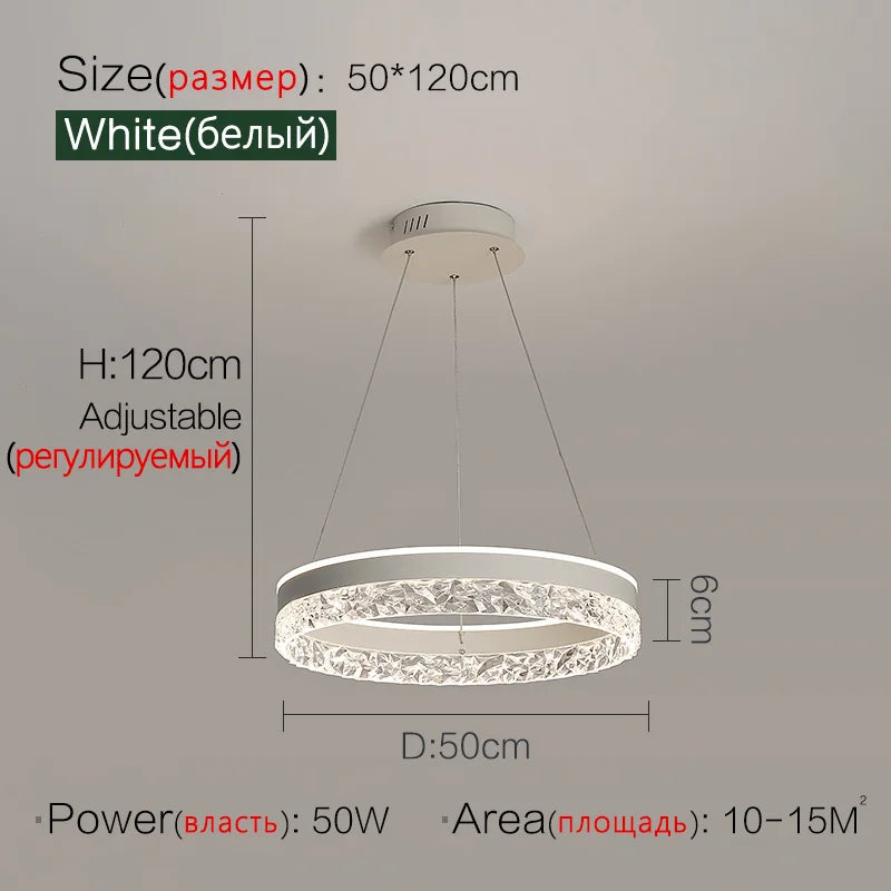 Afralia™ Crystal Ring LED Pendant Light - Modern Home Lighting for Bedroom and Restaurant