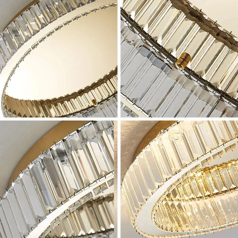 Afralia™ Crystal LED Chrome Ceiling Light Stainless Steel Art Lighting