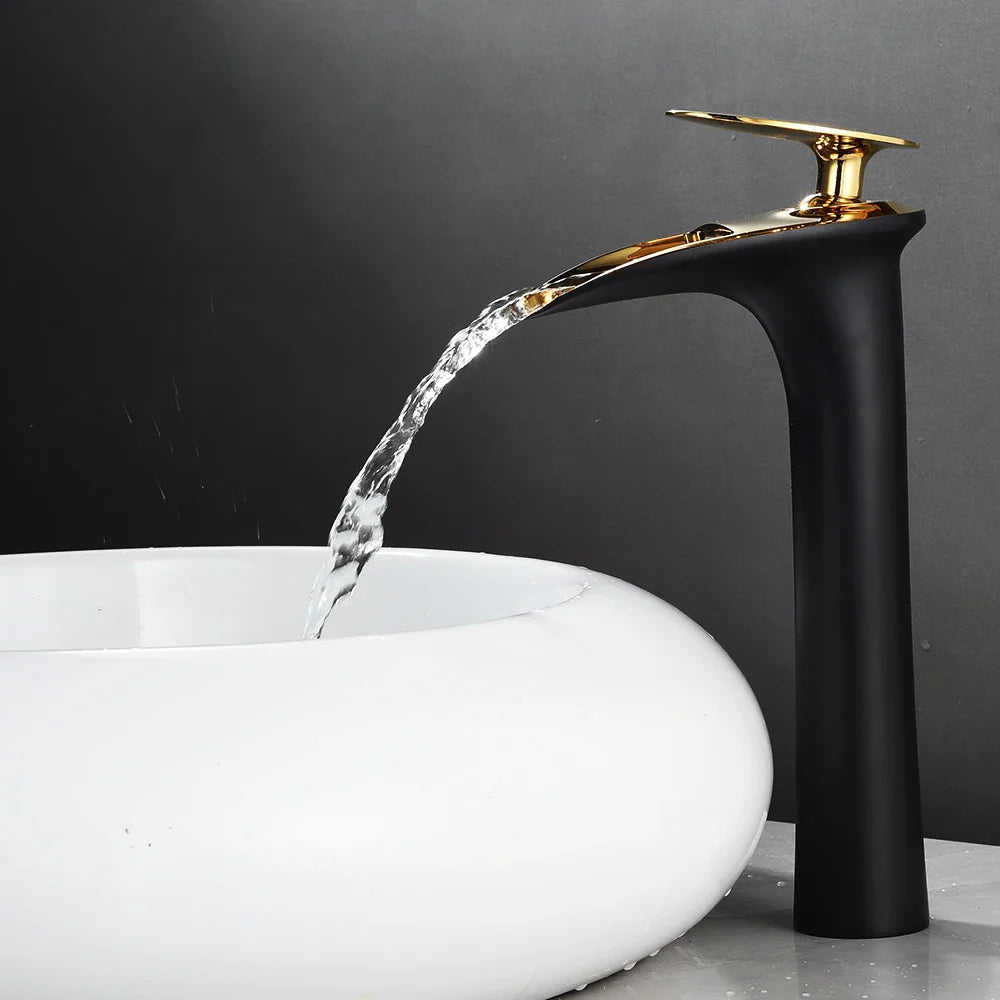 Afralia™ White Waterfall Basin Faucet Modern Single Hole Mixer Tap for Bathroom