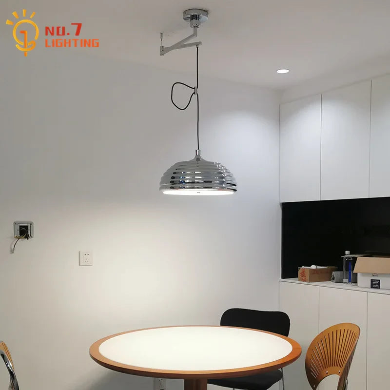 Afralia™ Chrome Swing Arm Pendant Light LED E27 Industrial Hanging Lamp