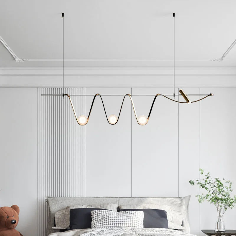 Afralia™ Minimalist Gold Pendant LED Light for Living, Dining, Bedroom, Foyer