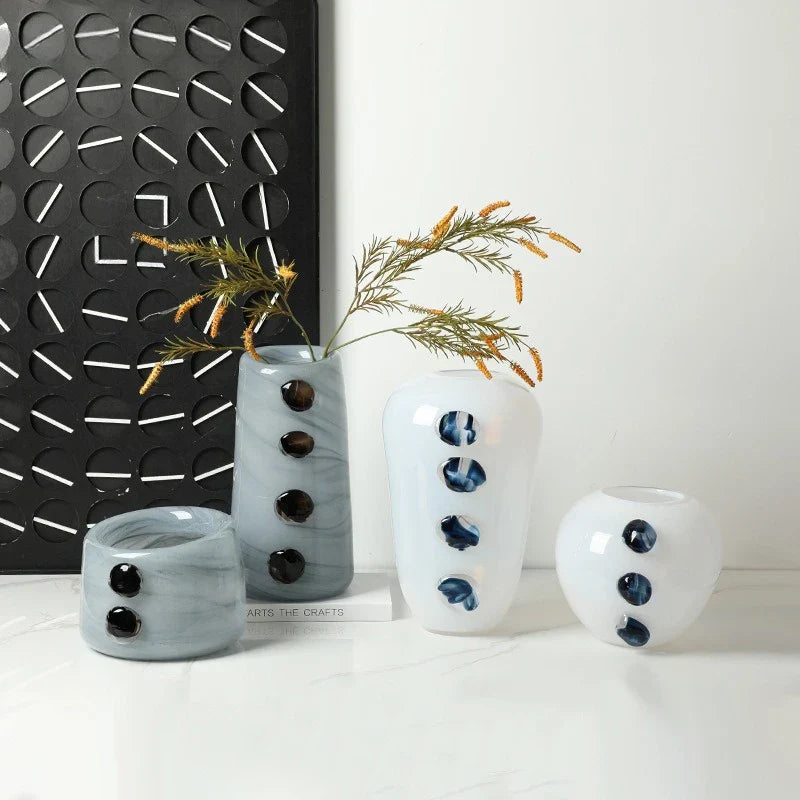 Afralia™ Pebble Relief Glass Vase: Creative Flower Arrangement Home Decor Accessory