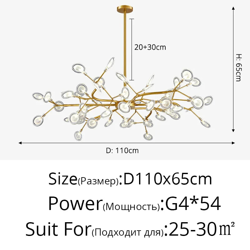 Firefly LED Chandelier by Afralia™ - Black Gold Ceiling Pendant for Home Decor