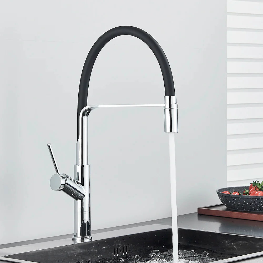 Afralia™ Matte Black Tall Pull Down Kitchen Faucet with Single Handle Mixer