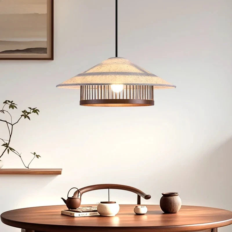 Afralia™ Three Headed Walnut Dining Table Chandelier