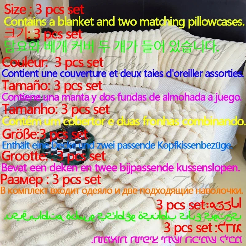 Afralia™ Velvet Rabbit Throw Blanket & Pillowcase Set: Soft, Fluffy, Warm Autumn Bedding