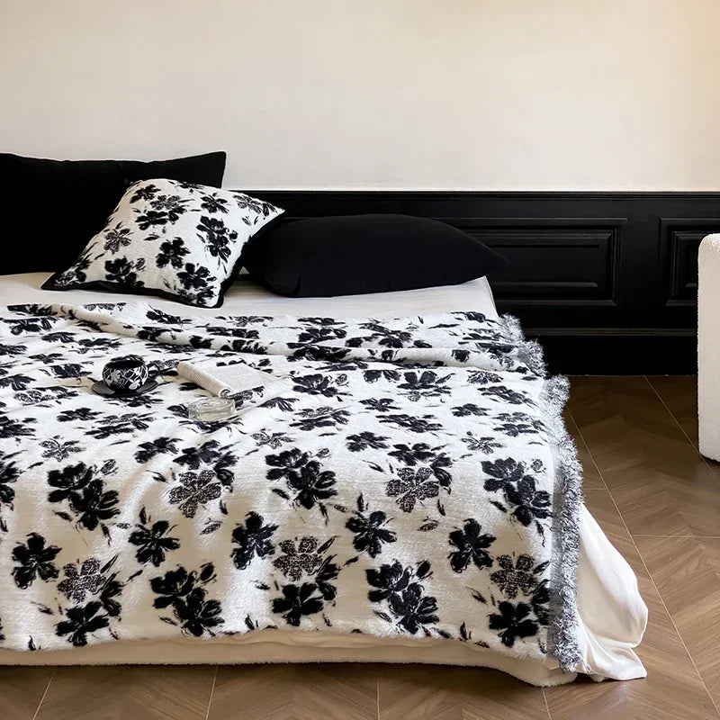 Afralia™ Butterfly Jacquard Imitation Mink Fur Warm Blanket